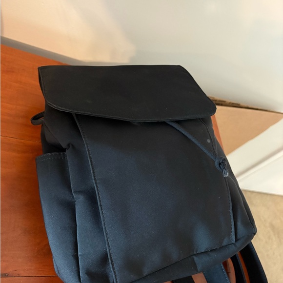 Talbots Black Nylon Backpack Purse Mini Travel Daypack Drawstring Flap - Picture 6 of 10